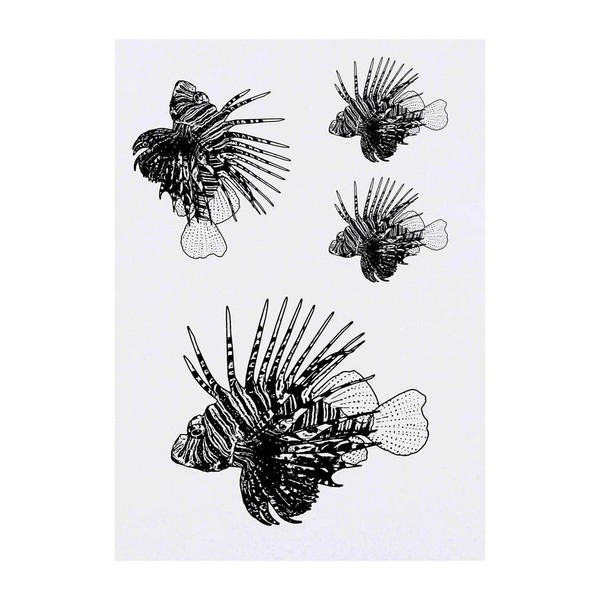 Azeeda 4 x 'Feuerfisch' Temporäre Tattoos - Wasserfest, Hautfreundlich &
