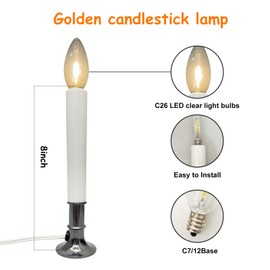 4 Pack Electric Christmas Window Candle with Sensor Dusk to Dawn, Nickel Plated Base Window Candles with C26 Led Clear Torpedo Tip Bulbs, Candle Set for Home & Kitchen for Window Table Christmas Decor