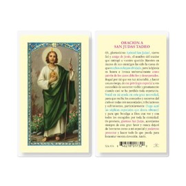 Oracion A San Judas Tadeo, Estampas Sagradas Laminadas, Paquete de 25