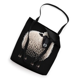 Fluffy White Sheep Cartoon Simple Funny Farm Animals Black Tote Bag