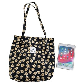 Anopo Cord Bags Women's Large Tote Bag with Inner Pockets Casual Handbag Shoulder Bag Shopper Fashion Fabric Bag for Everyday Office School Trip Shopping, Black Plum