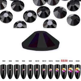 Dowarm 288pcs SS30 Flatback Crystals, 6.5MM Non-Hotfix Rhinestones for Crafts, Dance Costumes - Jet Black