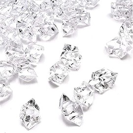 The Dreidel Company Fake Acrylic Diamonds, Crushed Ice Rocks, Plastic Ice Cubes, Rock Diamond Crystals, Gems for Party Decoration, Vase Fillers, Photography Props (Clear, 1 Pound)