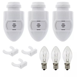 Creative Hobbies White Auto On Sensor Plug in Night Light Module Includes Bulbs and Clips | 3 Pk