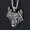 TURTLEDOVE Viking Wolf Head Necklace and Fenrir Bangle Set, Stainless