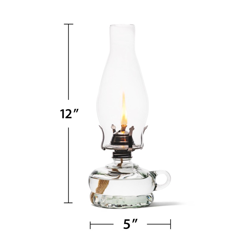 Lamplight 12-inch Chamber Oil Lamp Clear Glass, Hurricane or Power