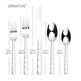 ORNATIVE - Rooney Flatware Set with Service for 4, Silverware Set Includes Knives, Forks & Spoons for Home, Kitchen & Restaurant, 18/0 Stainless Steel Material & Dishwasher Safe - 20 Pcs, Mirror