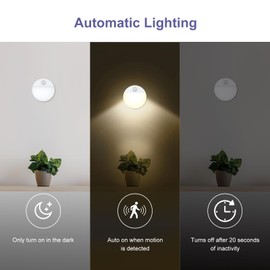 OQIMAX Motion Sensor Light, Battey Powered Under Cabinet Lights, Double Sided Pasting Night Light, Cordless Closet Lights, Auto On/Off, for Wardrobe, Hallway, Kitchen, Stairs (Warm Light), 6 Pack