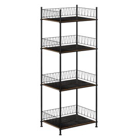 4 Tier Water Bottle Organizer Shelf Bottled Water Storage Rack for Floor Metal Wire Rack Shelving Standing Shelf Units for Pantry Kitchen Bathroom House, Black