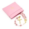 Squeeze Top Rosary Pouch Pink Vinyl with Gold Cross Imprint