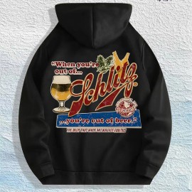Schlitz Beer Graphic Hoodie 100% Cotton US Warehouse 7 ColorsColor: Light gray, Size: L