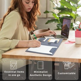 LHiDS Creative Magnetic Business Portfolio Resume Padfolio Organizer with Clipboard, Paper Clip, Writing Pad, Pen/Card Holder, Magnetic Closure for Work, School and More (Midnight Blue, A5)