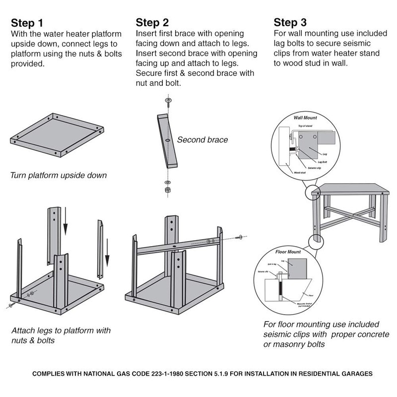Eastman 21 Inch Water Heater Stand with Screws, 30 to