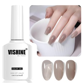 Vishine 16 ml Gel-Nagellack, semi-permanent, transparent, Soak-Off, UV, LED, für Nail Art, Maniküre, Zuhause, DIY, L291, Kaffee, Jadecreme