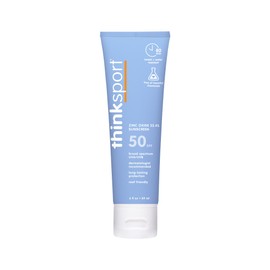 THINK Thinksport SPF 50+ Mineral Sunscreen, 3 Oz, Safe, Natural Sunblock for Sports & Active Use, Water Resistant Reef Safe Sunscreen, Broad Spectrum UVA/UVB Sun Screen for Sun Protection