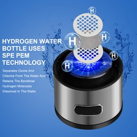 IPOW Hydrogen Water Maker, 3 Min Rapid Generator with SPE PEM Tech, Portable Hydro Bottle for Gym, Office, Travel & Home, Gift for Loved Ones (Silver)