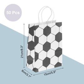 sourcing map 50pcs Football Gift Bags with Handles Bulk, 3.1"x8.3"x5.9" Football Gift Bags Sports Party Favor Bags for Kids Sports Theme Party, Birthday Party, White Black
