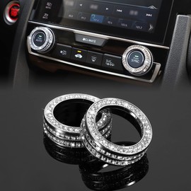 TOMALL Bling Car Accessories AC Knob Covers Compatible with Honda Civic 2016-2021 AC Air Conditioning Knob Air Conditioner Control Switch Knob Diamond Car AC Climate Knob Button Trim for Car