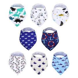 FLYISH DIRECT Baby Bibs 8 Pack Waterproof Baby Bandanas Soft Feeding Bibs for Newborns, Combination A