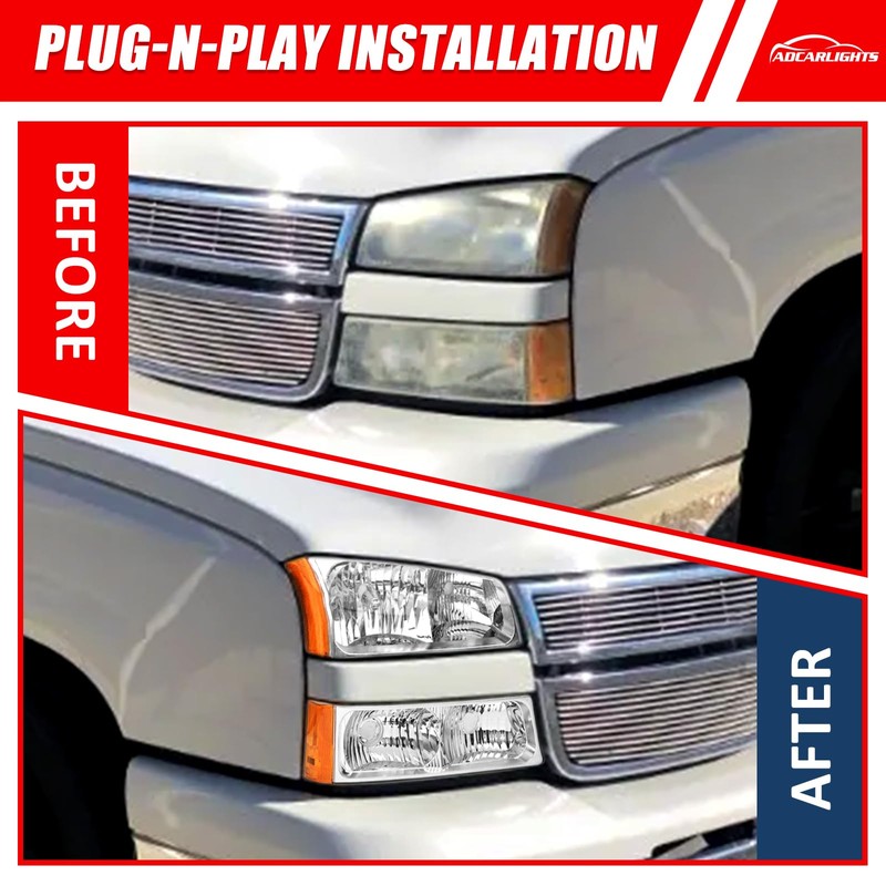 ADCARLIGHTS for 2003 2004 2005 2006 Chevy Silverado Headlight Assembly