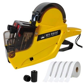 HC Kenshin 6602 Price Gun with Labels, 2 Line 20 Bit Price Tag Gun, Manual Operation, Plastic Material, Label Dispenser, Recommended for Office, Retail Shop, Grocery Store (Yellow)
