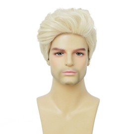 Siudus Mens Blonde Short Wig Natural Layered Synthetic Fluffy Hair Wig Heat Resistant Daily Wig for Male Guy