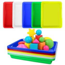 Weoxpr 15 Pcs Multicolor Plastic Art Trays, Sensory Bin Tools for Kids, Paint Serving Tray Play,Tuff Tray Set for Classroom and Home Crafts, DIY Projects, Painting, Beads, Organizing Supply, 5 Color