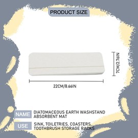 Water Absorbent Diatomite Coasters, 2Pcs Quick Drying Stone Soap Dish, Diatomaceous Earth Soap Holder, Water Absorbing Tray for Sink Vanity