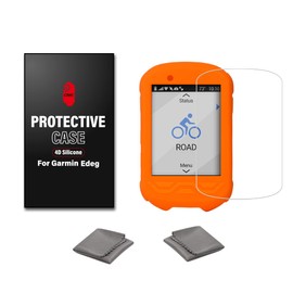 Chooee 4D Silikonhülle für Garmin Edge 530, Schutzhülle aus Silikon, Schwarz, Rot, Orange, Blau mit Displayschutz, Orange