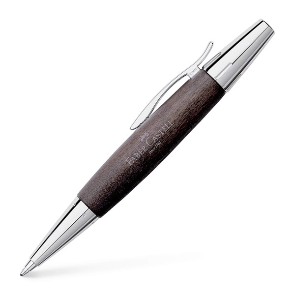 Faber Castell 148383 - E-Motion Twist Chrome/Wood Black Ballpoint Pen