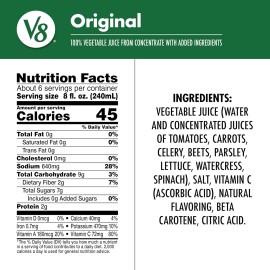 Campbell Soup Company V8 Original 100% Vegetable Juice, 46 Fl Oz Bottle