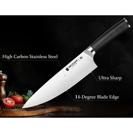 BRODARK Kitchen Knife Set, Ultra Sharp 15 Pcs Knife Set with Block, Full Tang Chef Knife Set, High Carbon Stainless Steel Knife Block Set with Sharpener, Wooden Handle