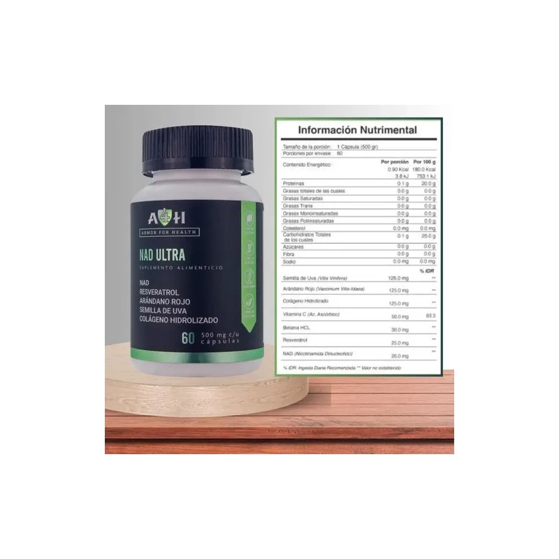 Suplemento Nad Ultra 60 Capsulas 500mg A4h Resveratrol
