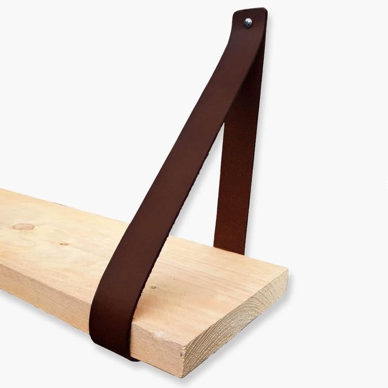 Brute Strength - Leather Shelf Brackets - Brown - Pack