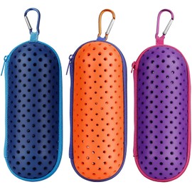 jetmast Swim Goggle Case For Swimming Goggles, Protective Cases for Goggles with Clip, Sunglasses, Goggles, Sports, Zipper Eyeglasses Case, For Men, Women, And Kids, Navy blue + Orange + Purple