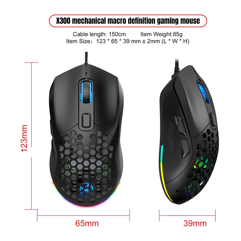 HXSJ X300 RGB Gaming Mouse Backlit Wired Ergonomic 6 Button