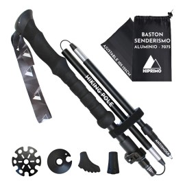 Baston De Senderismo Ajustable 105-125cm Plegable Antishock Color Negro