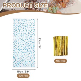 sourcing map 100pcs Star Treat Bags, Cookie Bags with Twist Ties for Birthday Wedding Bakery and Party Favors Blue