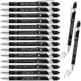 21 Pcs Fumete Bible Verse Ballpoint Pens Christian Stylus Pens with Inspirational Quotes Bible Verse Pens Bulk Gift for Touch Screens Women Men Church Favor Office Desk, Black Ink (Black)