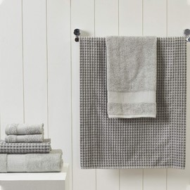 Amrapur Overseas 6-Piece Yarn Dyed Cobblestone Jacquard Towel Set, Silver, 27" x 54"