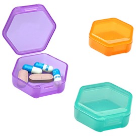 3PCS Small Pill Organiser,Small Pill Box,BPA Free Pill Case to Hold Vitamins,Daily Pill Box Portable,Moistureproof Daily Pill Box Organiser for Travel Pill Case,Supplements and Medication(3 Color)