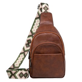 Long Keeper Crossbody Sling Bag - Women PU Leather Travel Shoulder Bag Small Cross Body Casual Daypack Waterproof Fanny Pack (Brown)