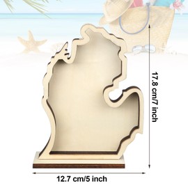 Michigan Shaped Wooden Shadow Box with Acrylic Window, Shadow Boxes Display Cases for Agates, Shark Teeth Starfish Trinket Coastal Decor Christmas Bedroom Living Room Gift