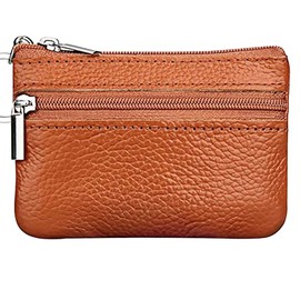 Moorle Women's Genuine Leather Coin Purses Mini, Key Purse, Black Purse Coin Bag Small Men, Key Bag Leather Bag with Key Ring, brown, Classic