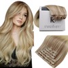 RUNATURE Blonde Clip-in Hair Extensions Human Hair Balayage Ash Blonde