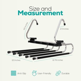 Utopia Home Pants Hangers Space Saving 2 Pack - Space Saving Hangers Or Closet Organizer for Clothes, Scarf, Pants & Skirt with S-Type Stainless Steel Hook & Anti-Slip Design (Black)