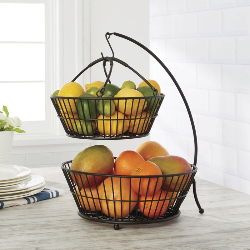 Mikasa Gourmet Basics Tully 2-Tier Iron Storage Basket with Banana