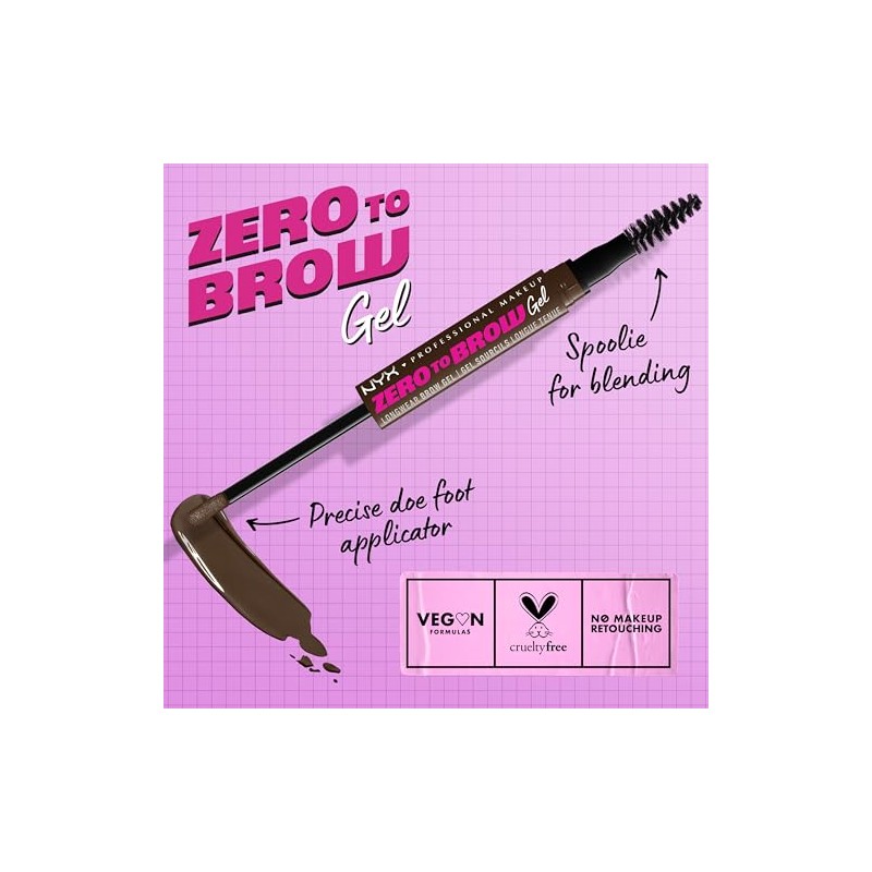 NYX Professional Makeup, Zero To Brow, Gel de Cejas con