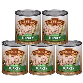 Keystone Meats All Natural Canned Turkey 28 Ounce Long Term Shelf Life Emergency Survival Food Canned Meat | Fully Cooked Ready to Eat | All White Meat No Carbs Gluten Free Family Pack of 5