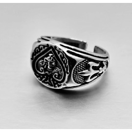 Yomo Ace of Spades Skull Ring Band, Adjustable Fit - Fashion Gothic Biker Punk Style